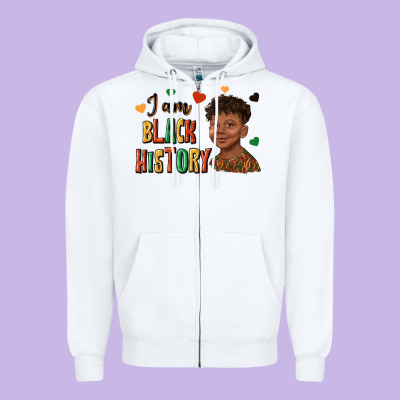 Zipper Hoodie i am black history afro black boy child juneteenth