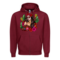 Burgundy mexico girl Zipper Hoodie - Zillion Design Studio