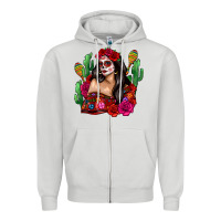 Dove Grey mexico girl Zipper Hoodie - Zillion Design Studio