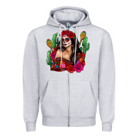 Heather Grey mexico girl Zipper Hoodie - Zillion Design Studio