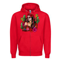 Red mexico girl Zipper Hoodie - Zillion Design Studio