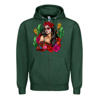 Sports Green mexico girl Zipper Hoodie - Zillion Design Studio