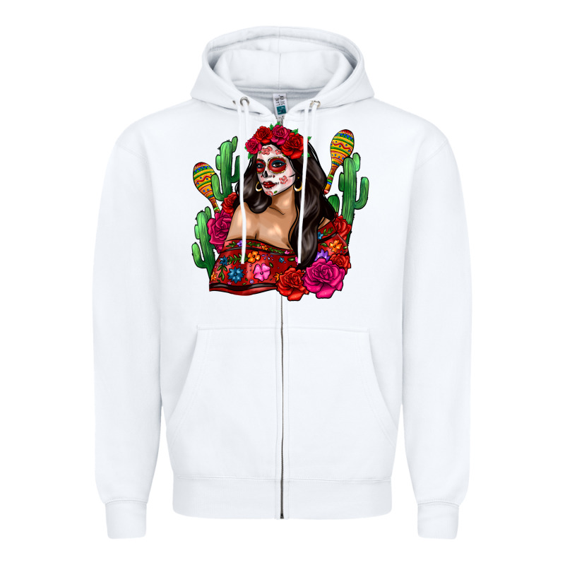 Mexico Girl Zipper Hoodie by Zillion Design Studio | Teevron