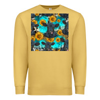 Antique Gold black angus and sunflowers seamless pattern Premium Sweatshirt - HRA Design Shop