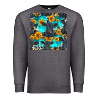 Charcoal Heather black angus and sunflowers seamless pattern Premium Sweatshirt - HRA Design Shop