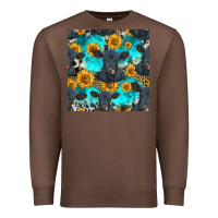 Chestnut black angus and sunflowers seamless pattern Premium Sweatshirt - HRA Design Shop