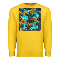 Lemon black angus and sunflowers seamless pattern Premium Sweatshirt - HRA Design Shop