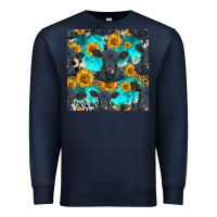 Navy black angus and sunflowers seamless pattern Premium Sweatshirt - HRA Design Shop