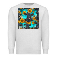 Oatmeal Heather black angus and sunflowers seamless pattern Premium Sweatshirt - HRA Design Shop
