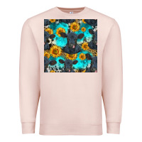 Pale Pink black angus and sunflowers seamless pattern Premium Sweatshirt - HRA Design Shop