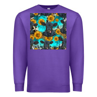Purple black angus and sunflowers seamless pattern Premium Sweatshirt - HRA Design Shop