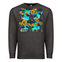 Smoke black angus and sunflowers seamless pattern Premium Sweatshirt - HRA Design Shop