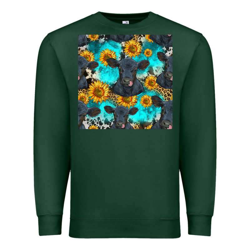 Black Angus And Sunflowers Seamless Pattern Premium Sweatshirt by HRA Design Shop | Teevron