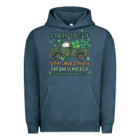 Pigment Midnight Navy farm fresh four leaf clovers Urban Hoodie - MaliasSmallBusiness