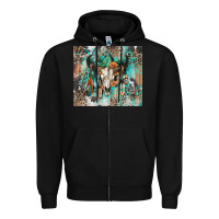 Black cowhide bull skull Zipper Hoodie - Zillion Design Studio