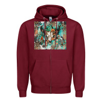 Burgundy cowhide bull skull Zipper Hoodie - Zillion Design Studio