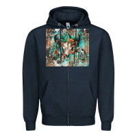 Navy cowhide bull skull Zipper Hoodie - Zillion Design Studio