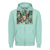 Seafoam cowhide bull skull Zipper Hoodie - Zillion Design Studio