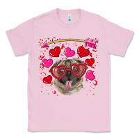 Bubblegum Pink Valentine's day  pug Classic Tee - RanaPortraitStore
