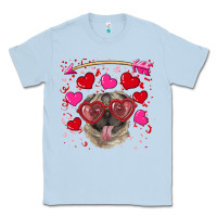 Dusty Blue Valentine's day  pug Classic Tee - RanaPortraitStore