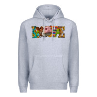 Heather Grey Western Love Simmental Cow Premium Hoodie - LillyAllenDesigns