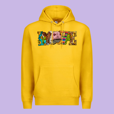Western Love Simmental Cow Premium Hoodie Designed By Lillyallendesigns