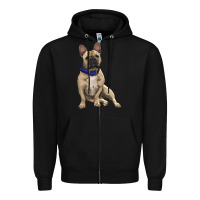 Black French bulldog with royal blue Zipper Hoodie - RanaPortraitStore