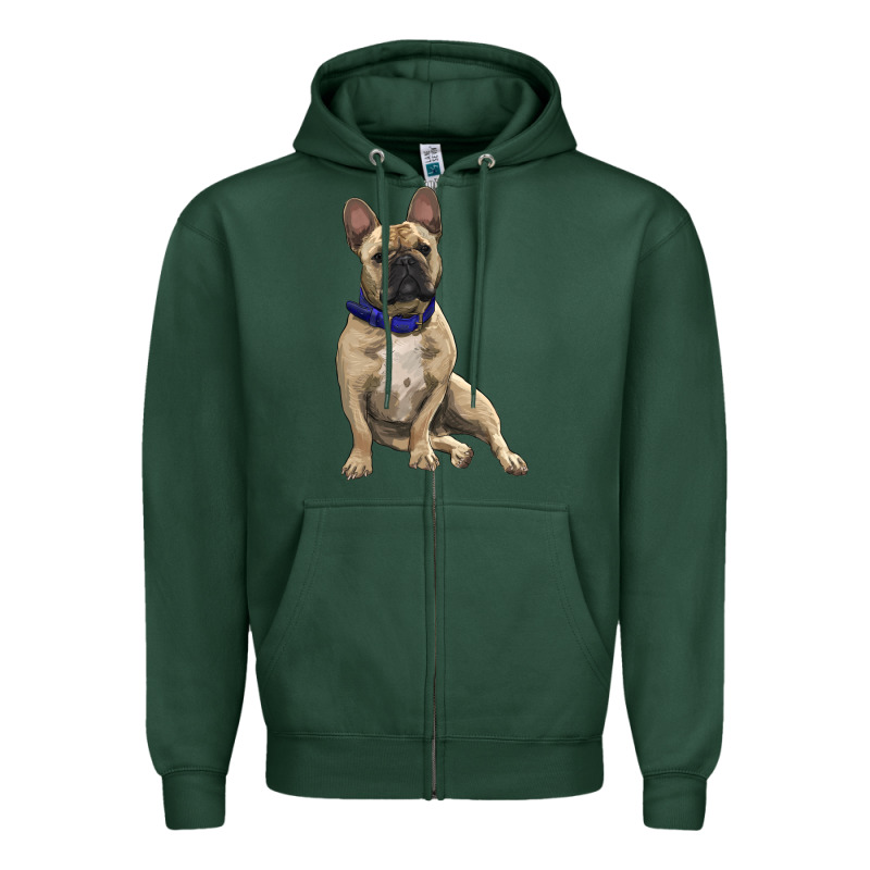 French Bulldog With Royal Blue Zipper Hoodie by RanaPortraitStore | Teevron