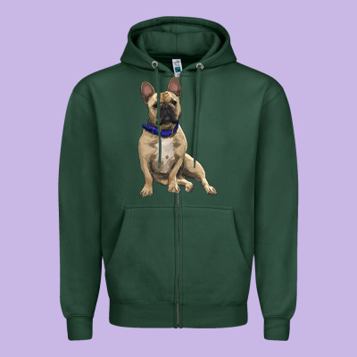 Zipper Hoodie French bulldog with royal blue