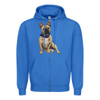 True Royal French bulldog with royal blue Zipper Hoodie - RanaPortraitStore