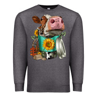 Charcoal Heather Simmental Cow Coffee Cup Premium Sweatshirt - FaDigitalArtStudio