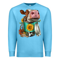 Ocean Blue Simmental Cow Coffee Cup Premium Sweatshirt - FaDigitalArtStudio