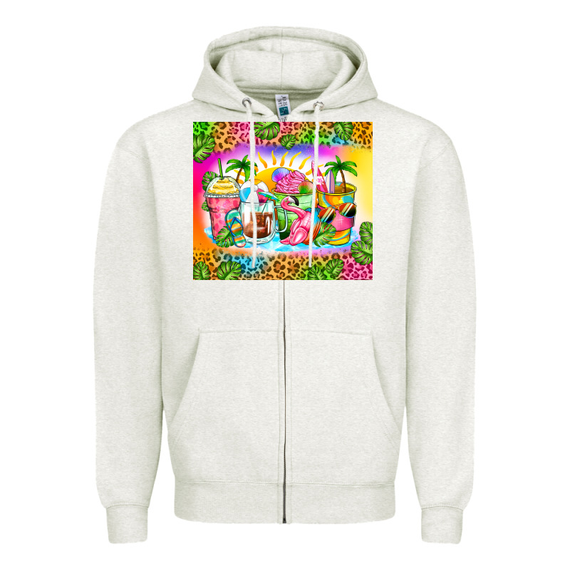 Summer Coffee Cups Zipper Hoodie by Zillion Design Studio | Teevron