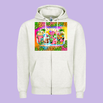 Summer Coffee Cups Zipper Hoodie Designed By Zillion Design Studio