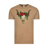 Bull Skull With Roses Vintage Tee | Teevron