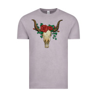 Vintage Zinc bull skull with roses Vintage Tee - Artiststas