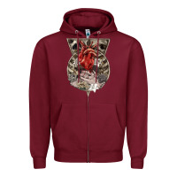 Burgundy Flower Skeleton Zipper Hoodie - RanaPortraitStore