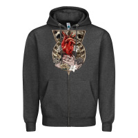 Charcoal Heather Flower Skeleton Zipper Hoodie - RanaPortraitStore