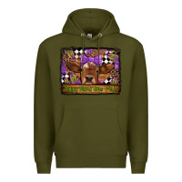 Army Green happy mardi gras y'all cow Premium Hoodie - Jasminsmagicworld
