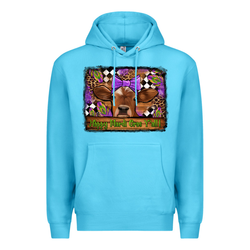 Happy Mardi Gras Y'all Cow Premium Hoodie by Jasminsmagicworld | Teevron