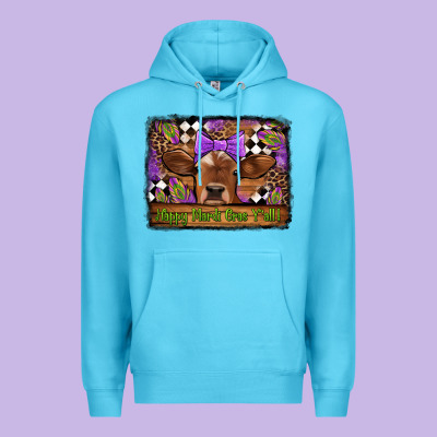Happy Mardi Gras Y'all Cow Premium Hoodie Designed By Jasminsmagicworld