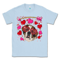 Dusty Blue valentine's day  saint bernard dog Classic Tee - RanaPortraitStore