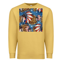Antique Gold 4th of july indian headdress seamless pattern Premium Sweatshirt - HRA Design Shop