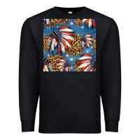 Black 4th of july indian headdress seamless pattern Premium Sweatshirt - HRA Design Shop