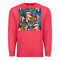 Cardinal 4th of july indian headdress seamless pattern Premium Sweatshirt - HRA Design Shop