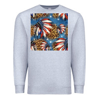 Heather Grey 4th of july indian headdress seamless pattern Premium Sweatshirt - HRA Design Shop