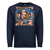 Navy 4th of july indian headdress seamless pattern Premium Sweatshirt - HRA Design Shop