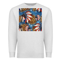 Oatmeal Heather 4th of july indian headdress seamless pattern Premium Sweatshirt - HRA Design Shop
