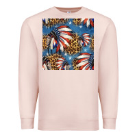 Pale Pink 4th of july indian headdress seamless pattern Premium Sweatshirt - HRA Design Shop
