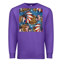 Purple 4th of july indian headdress seamless pattern Premium Sweatshirt - HRA Design Shop